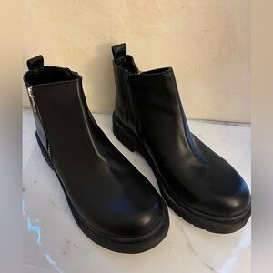 Black leather ankle boots
